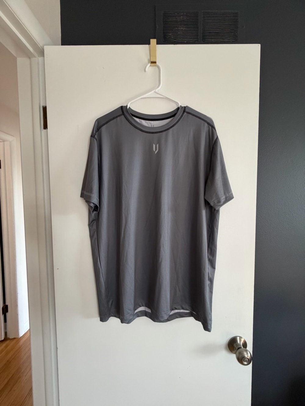Men's Grey Performance Short Sleeve Tee - V Logo